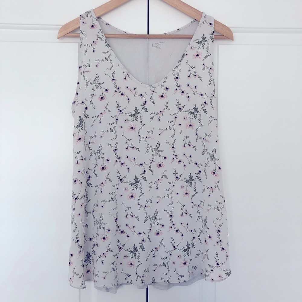 Medium Off White Floral Tank from the Loft
